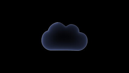 Cloud icon reflective surface dark, misty cloud with a black background