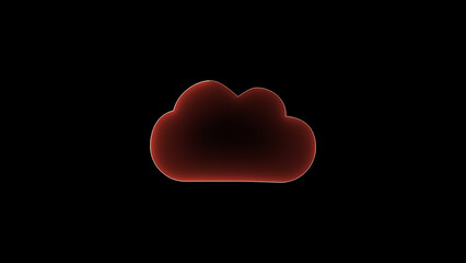 Cloud icon reflective surface dark, misty cloud with a black background