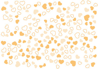 ハート柄の背景 橙系の3色 フチと単色 ハート