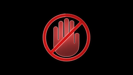 No allowed touching . please do not touch icon isolated with a black background.