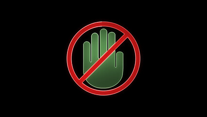 No allowed touching . please do not touch icon isolated with a black background.