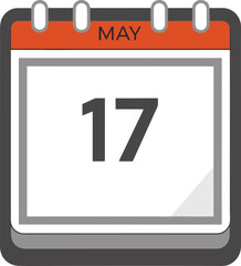 Fototapeta premium Simple Flat Design Calendar Showing May 17th