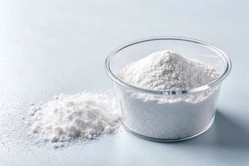 Barium sulfate (BaSO4) in a cup on a solid white background