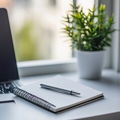 Workspace with Notebook & Plant