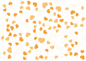 ハート柄の背景 橙系の3色 フチと単色 ハート