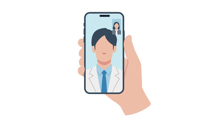 Online medical care via smartphone, male doctor