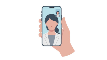 Online medical care via smartphone, female doctor