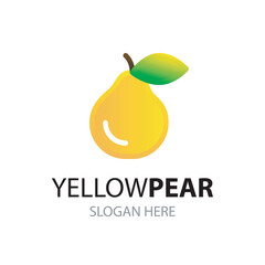 Yellow pear logo. Yellow fruit vector logotype
