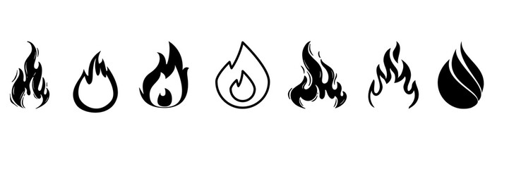 fire flames set, set of fire flame icons, fire flame icons on transparent background 