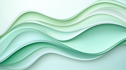 Abstract background blurred fusion minimal. A smooth, flowing design featuring layered waves in shades of green, creating a calm and modern aesthetic.