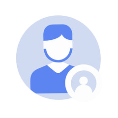 User profile icon featuring a person in a circular frame representing identity and representation
