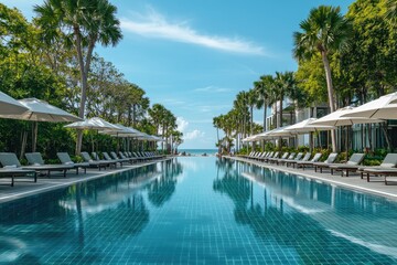 Obraz premium Tranquil Poolside Paradise. Ocean View