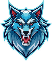 blue and gray wolf icon vector