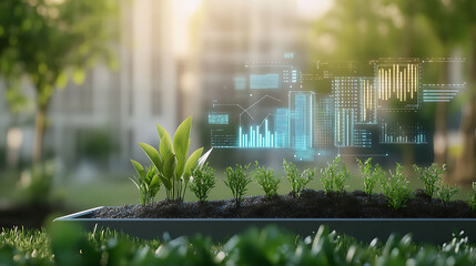 Sustainable gardening techniques for urban spaces nature digital visualization green environment aerial view agriculture innovation