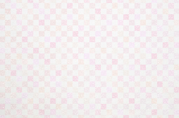 Japanese washi paper background with checkered pattern illustration. Japanese paper texture with modern pastel gradation latticework pattern.