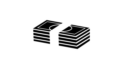 money stack symbol, black isolated silhouette