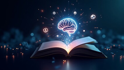 Mystical glowing sphere over open book