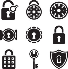 Security and Privacy Locks – Vector Silhouette Clipart Pack
