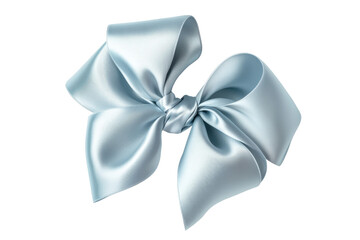 Naklejka premium Silky, blue ribbon bow isolated on PNG transparent background, cut out