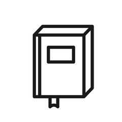 A closed book with a bookmark line icon. Editable stroke. Reading, study concept. For use in apps, education, libraries, UI/UX, infographics, web design. Vector illustration isolated on white