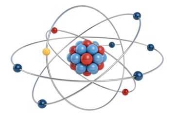 3d illustration model of an atom with nucleus electron