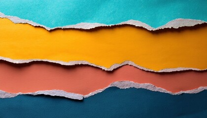 Fototapeta premium Torn Paper Layers: A vibrant display of torn paper reveals layers of color. creating a textured, eye-catching visual representation of texture, colors. 