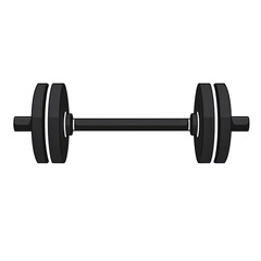Simple black dumbbell isolated on PNG transparent background, cut out