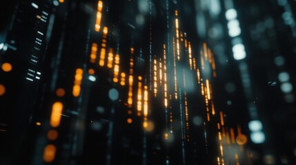 Abstract digital display with vertical data patterns.