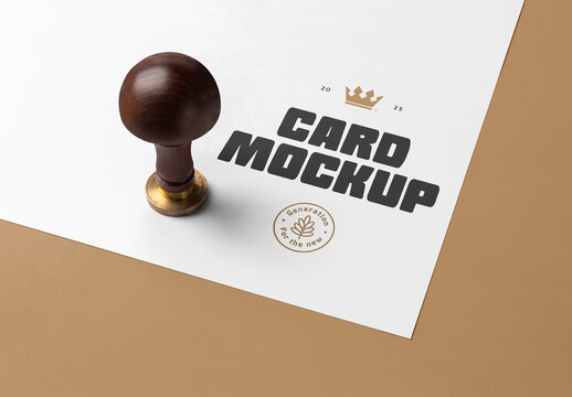 Paper Card with Stamp Mockup
