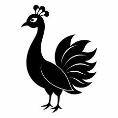 Stylized Black Peacock Silhouette Vector