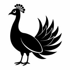 Stylized Black Peacock Silhouette Vector