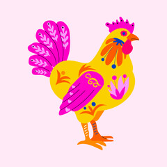 Bright and Whimsical Alebrije Rooster. Cultural Decor Element