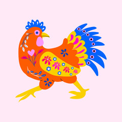 Colorful Mexican Alebrije Rooster. Traditional Folk Art