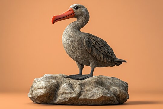 Cartoonish depiction of a  tubinosed seabird on a rock.