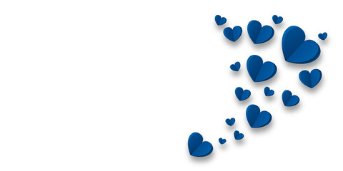 blue paper hearts isolated on transparent background. Valentine's day.