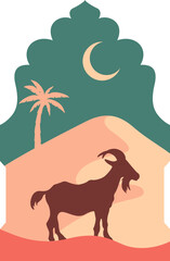 Eid al adha frame illustration. Animal sacrifice, qurban, islamic frame for greeting card, banner. Vector isolated.