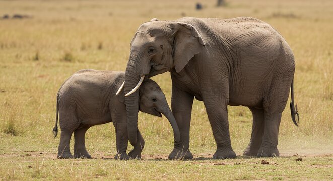 eliphant with her little baby
