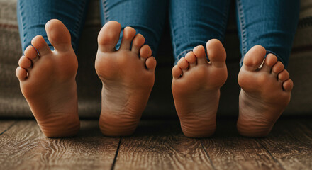 Comfortable Relaxation: Feet Up on a Warm Wood Floor
