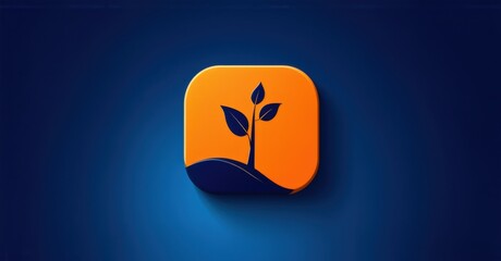 Modern orange and navy blue low carbon footprint daily habits app icon with personalized eco friendly goals flat three dimensional glossy style round square shape modern app icon f