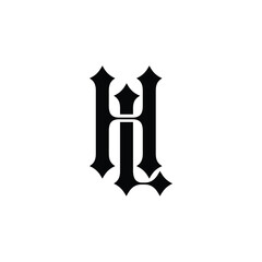 HL monogram logo design letter text name symbol monochrome logotype alphabet character simple logo