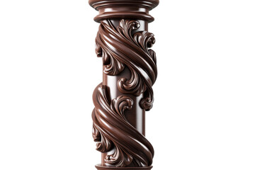 Ornate carved pillar isolated on PNG transparent background, cut out