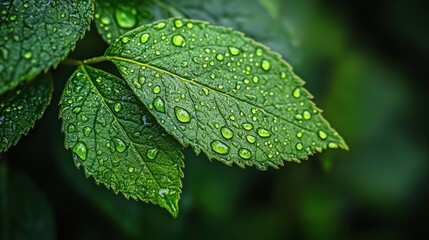 Water Droplet on Green Leaf with Ripple Effect in Macro Photography, High Contrast and Clarity