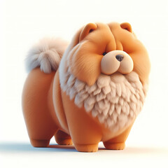 Fototapeta premium 3D model of a cute fat chow chow dog.