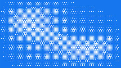 Abstract blue spot bitmap gradient background. Retro pixel geometric pattern. Gradient wallpaper