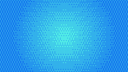 Fototapeta premium Halftone texture with blue gradient in grunge style. Retro geometric pattern. Bitmap radial background