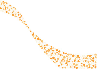 ハート柄の背景 橙系の3色 フチと単色 ハート