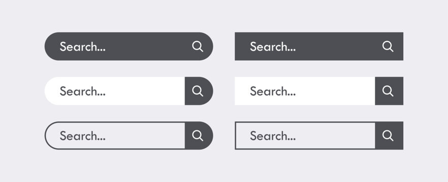Search Bar Button Icons Set. Web Browser UI Vector Illustration