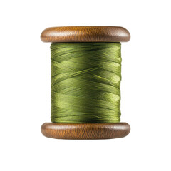 Green Thread on Spool isolated on PNG transparent background, cut out