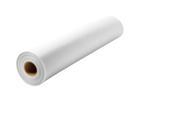 Rolled, white material isolated on PNG transparent background, cut out
