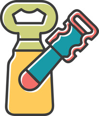 Obraz premium Colorful Bottle Opener And Corkscrew Combination on Transparent Background